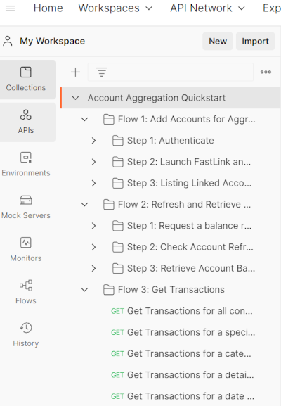 Postman using the Aggregation API Getting Started Guide